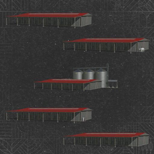 Pack Of Five Rustic Machine Sheds