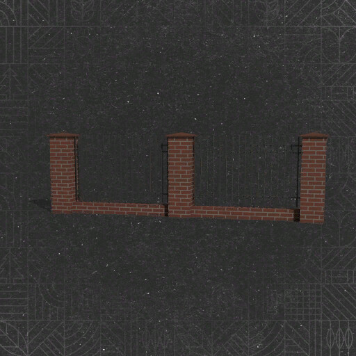 Red Brick And Metal Fence