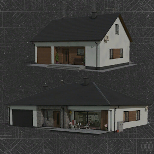 Pack Of Two Modern Farmhouses